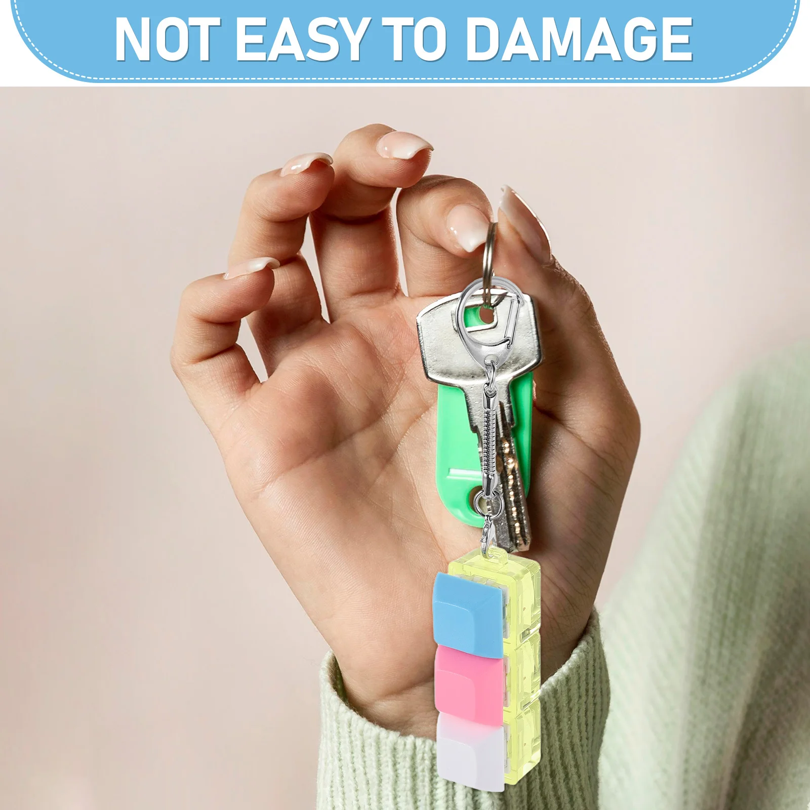 Portachiavi con tastiera Trasparente Click Sound Led Fidget Sollievo dallo stress Borsa sensoriale Decor Ciondolo - Regalo di gioco di puzzle