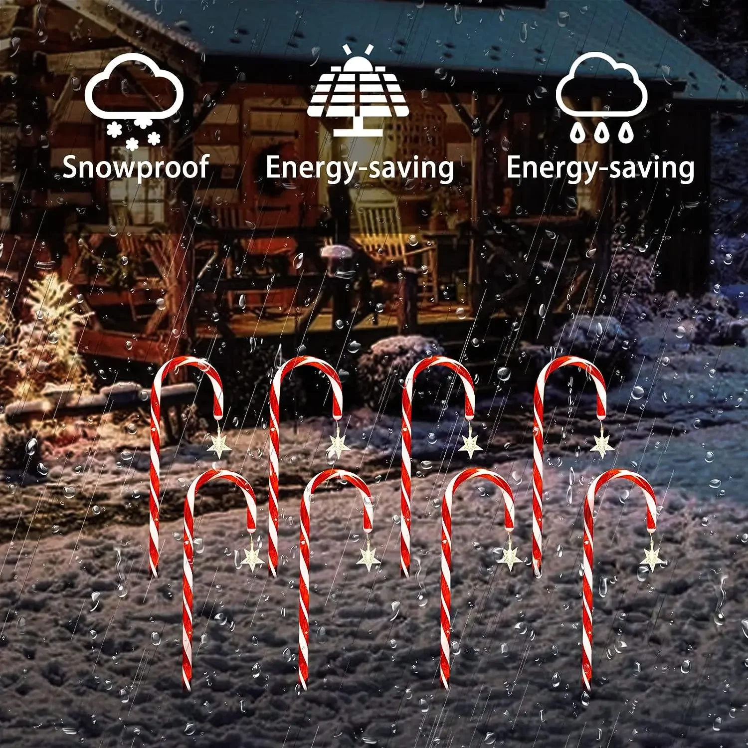 5PCS/Set Solar Cane Light Outdoor Waterproof Christmas Candy Ground Light Garden Landscape Decoration Lawn Light Colored Light image 2