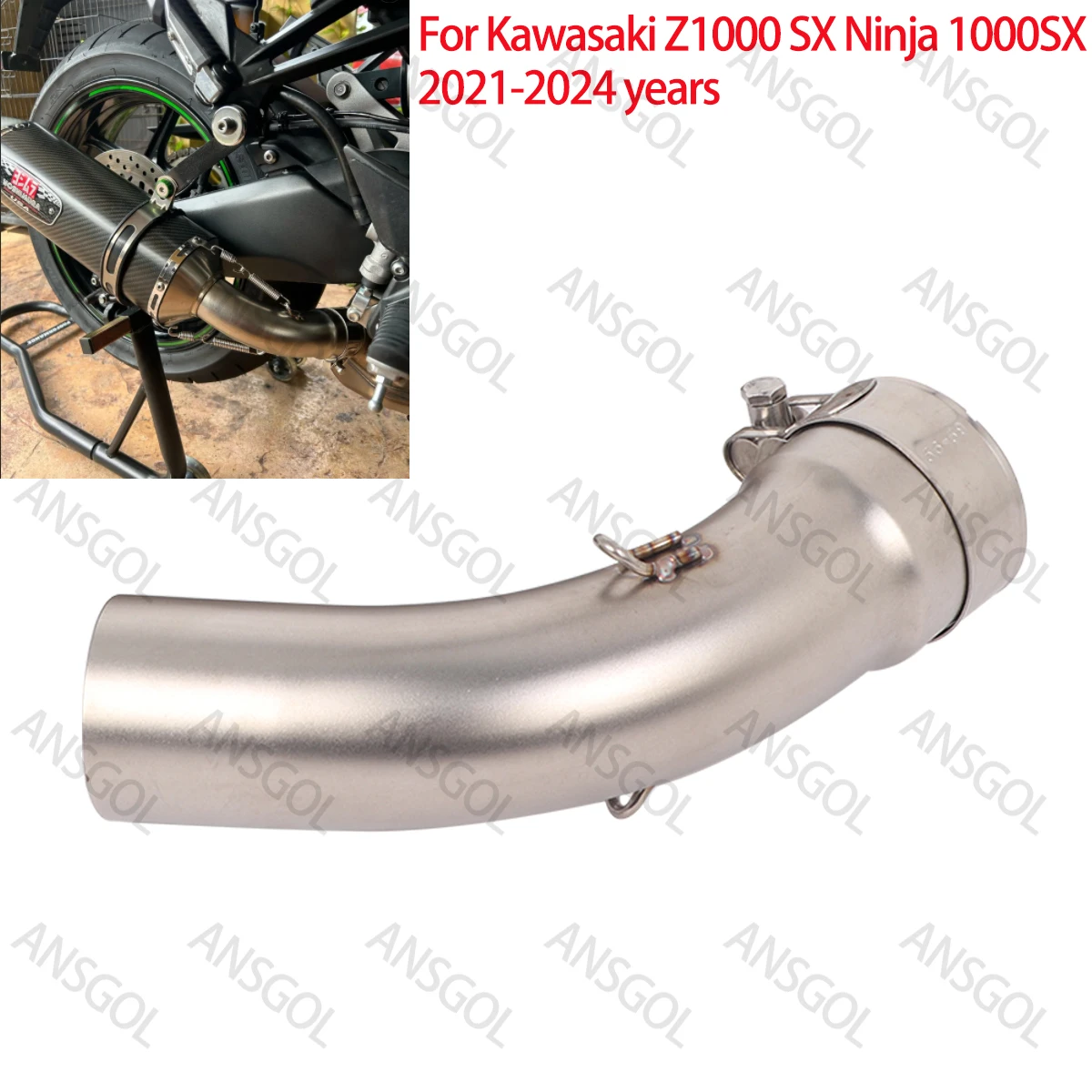 

Средняя выхлопная труба Ninja 1000SX 51 мм для Kawasaki Z1000 SX Ninja 1000 SX 2021-2024, модифицированная средняя труба глушителя Escape