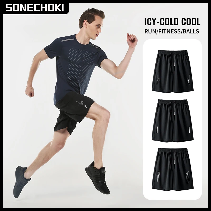 SONECHOKI Running Shorts Men Printing Loose Basketball Sport Gym Dry Fit Breathable Shorts Fitness Training Workout Bottom Male