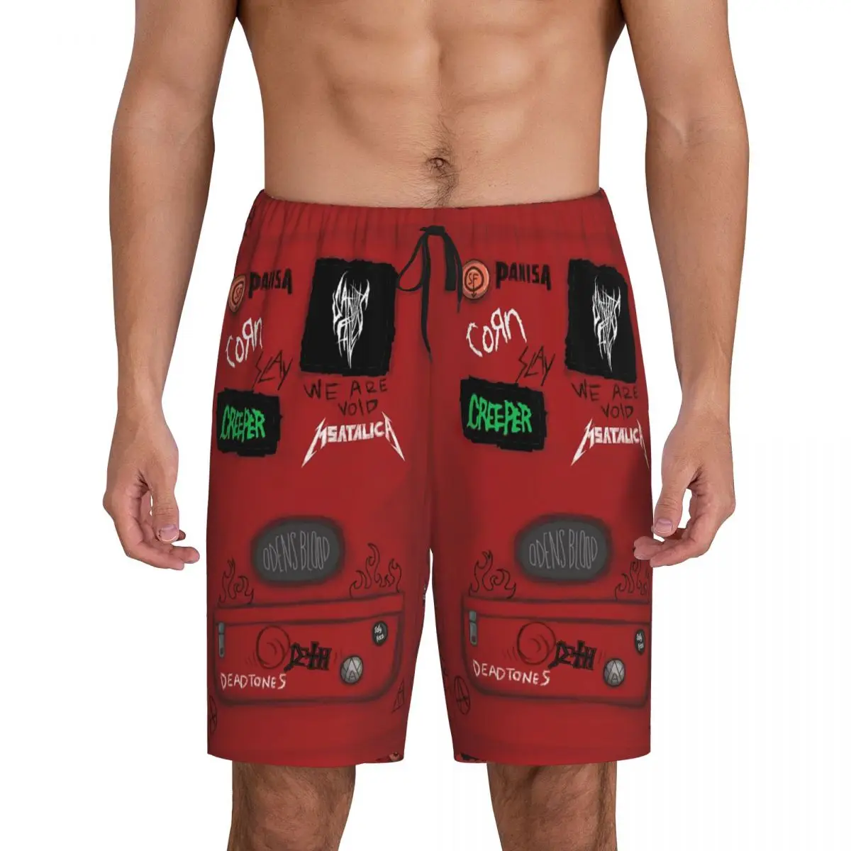 

Custom Sally Face Larry's Bag Short Pajama Pants Men Sleepwear Sleep Lounge Bottom Shorts Sleeping Pants