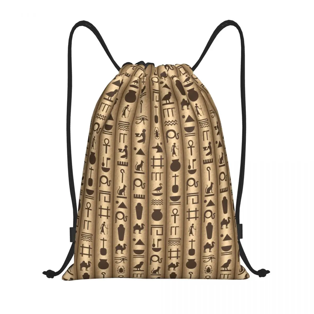 Custom Ancient Egyptian Hieroglyphs Pattern Drawstring Bag Women Men Portable Gym Sports Sackpack Egypt Art Training Backpacks