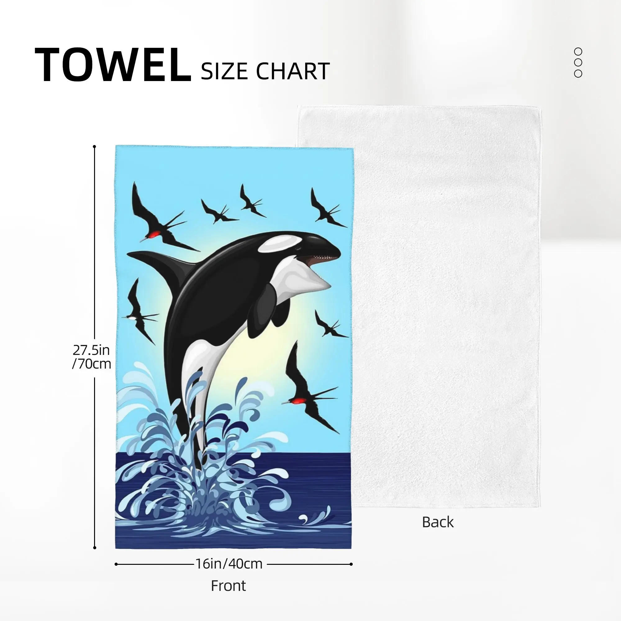 Custom Orca Killer Whale jumping out the Ocean Soft Face Towel Quick Dry Pool Bath Cotton Towels Breathable