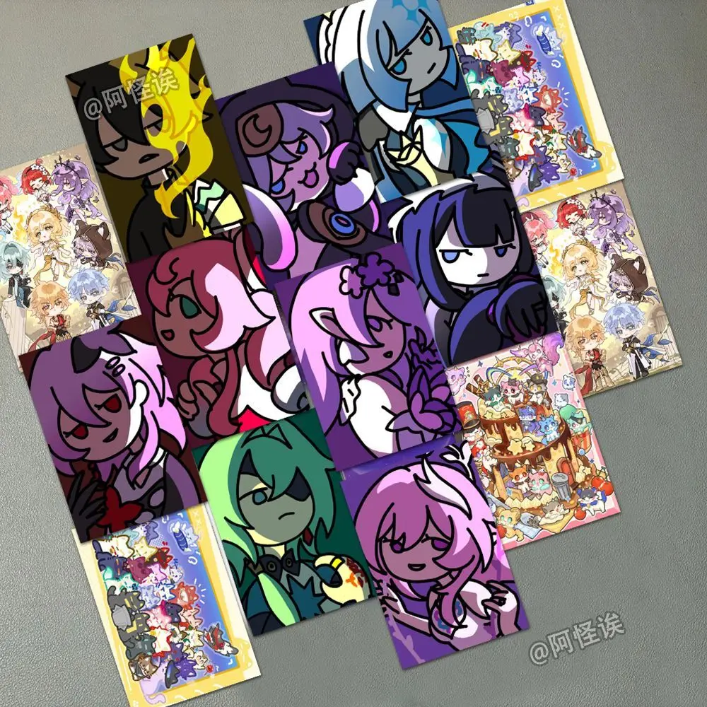 16Pcs/Lot Cyrene Phainon Hyacine Kawaii Chibi Cards Lomo Postcards Anime Gifts For Fans Collection