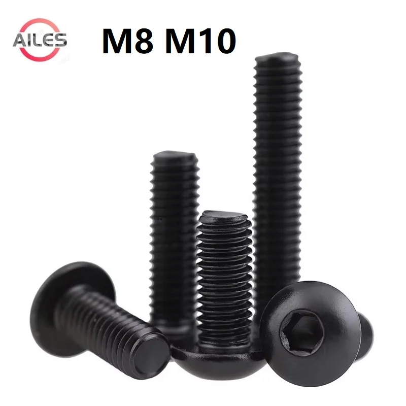 

M8 M10 Black Carbon Steel Button Head Hex Hexagon Socket Allen Screw Bolts 10mm to 50mm Length