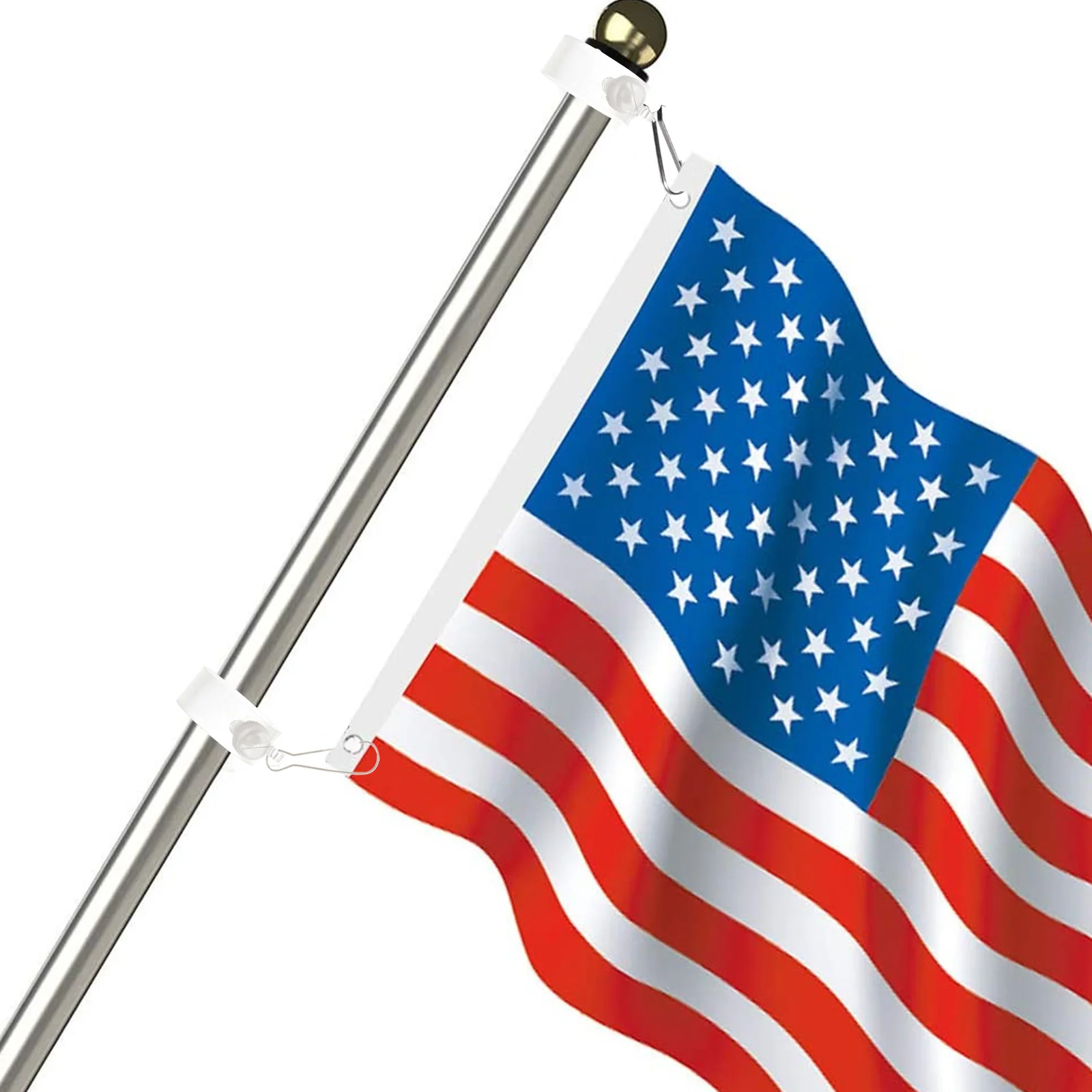 

10Pcs 1 Inch Flagpole Fixed Ring Easy Install Durable Plastic Flag Fastener for Outdoor Supplies White Hook Style