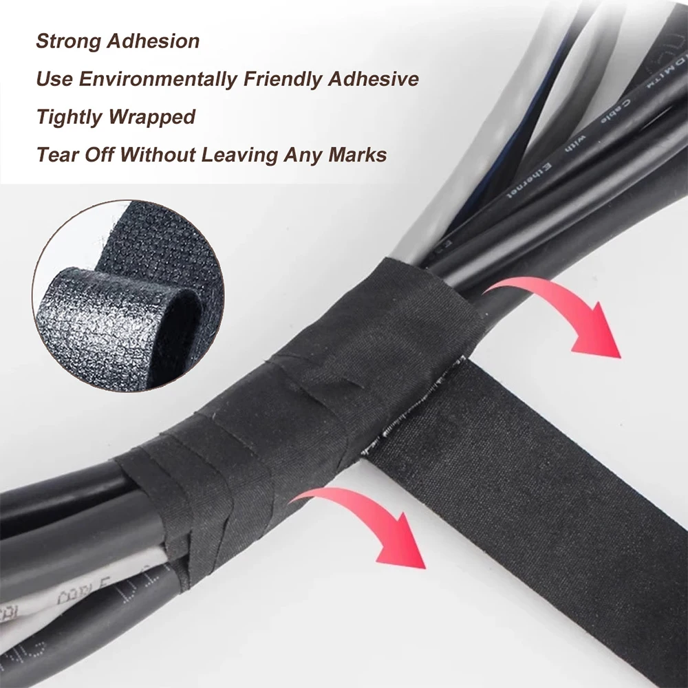 Wiring Harness Tape High Temp Wire Cable Loom Self-Adhesive Fabric Tape for Electrical Automotive Engine Harness Wrap Protection
