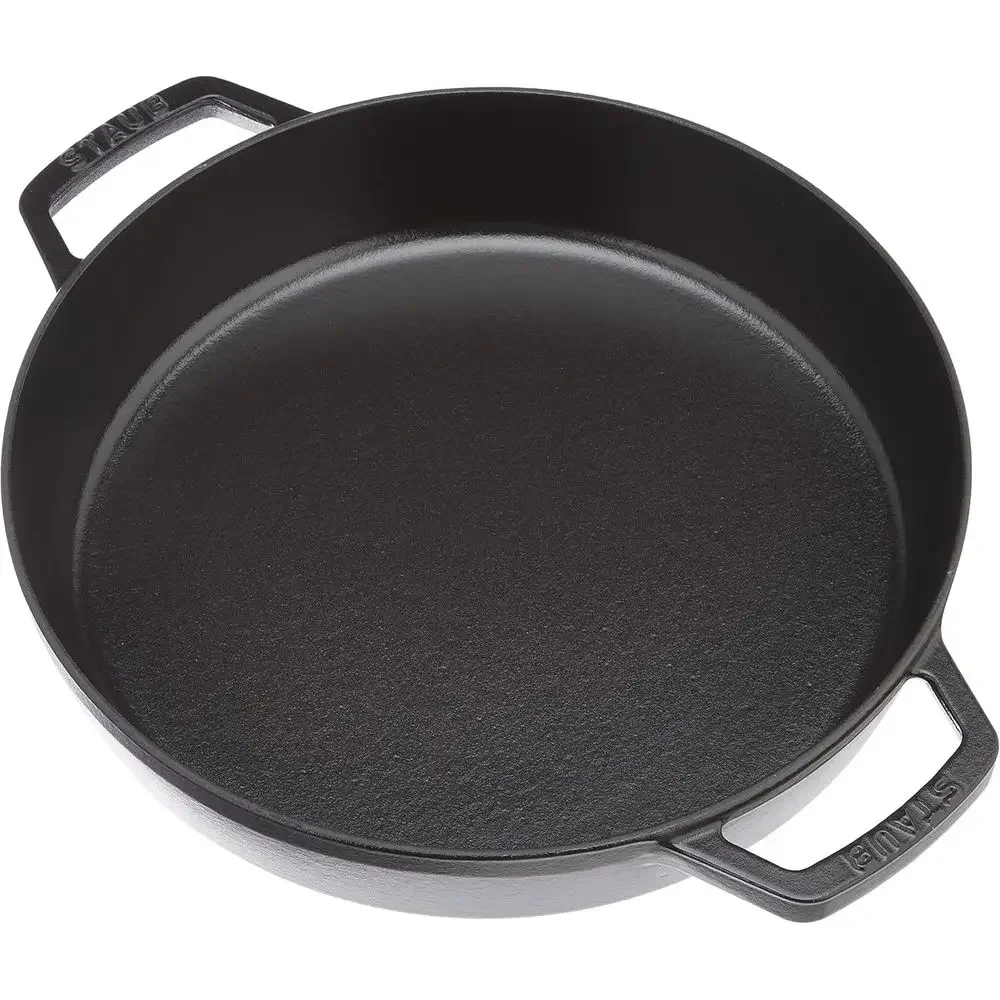 

10.2 Inch Black Double Handle Enameled Cast Iron Skillet, Induction Ready