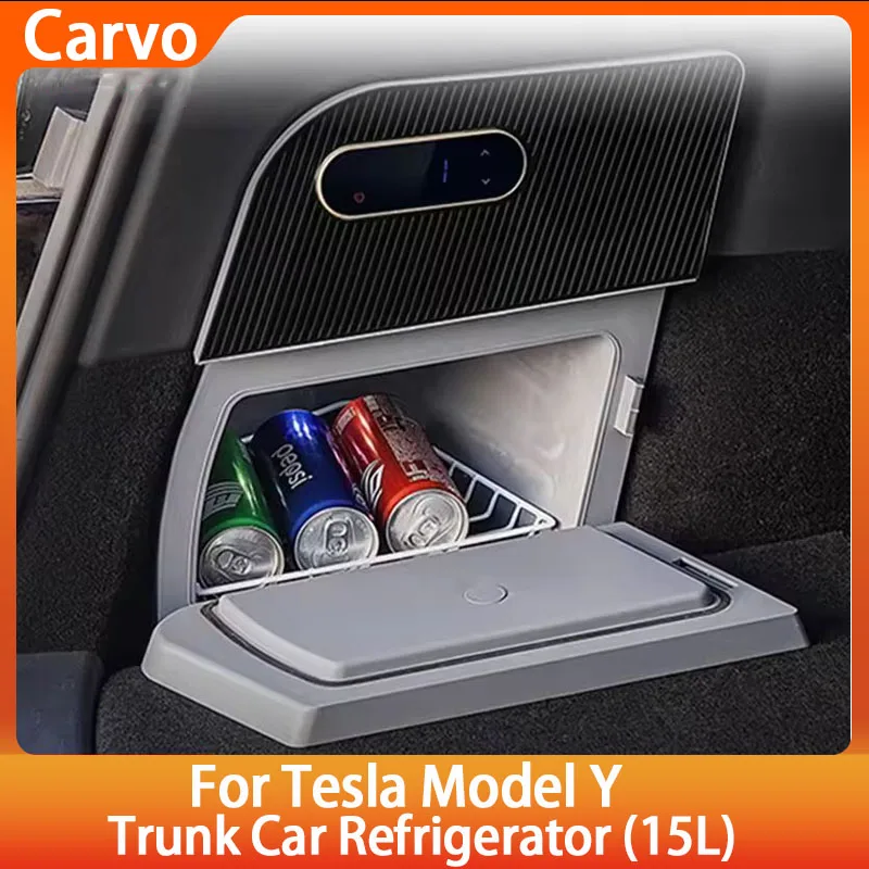 

For Tesla Model Y Trunk Volt Refrigerator Portable Car Fridge 15L Auto Refrigeration Compressors Outdoor Travel Camping