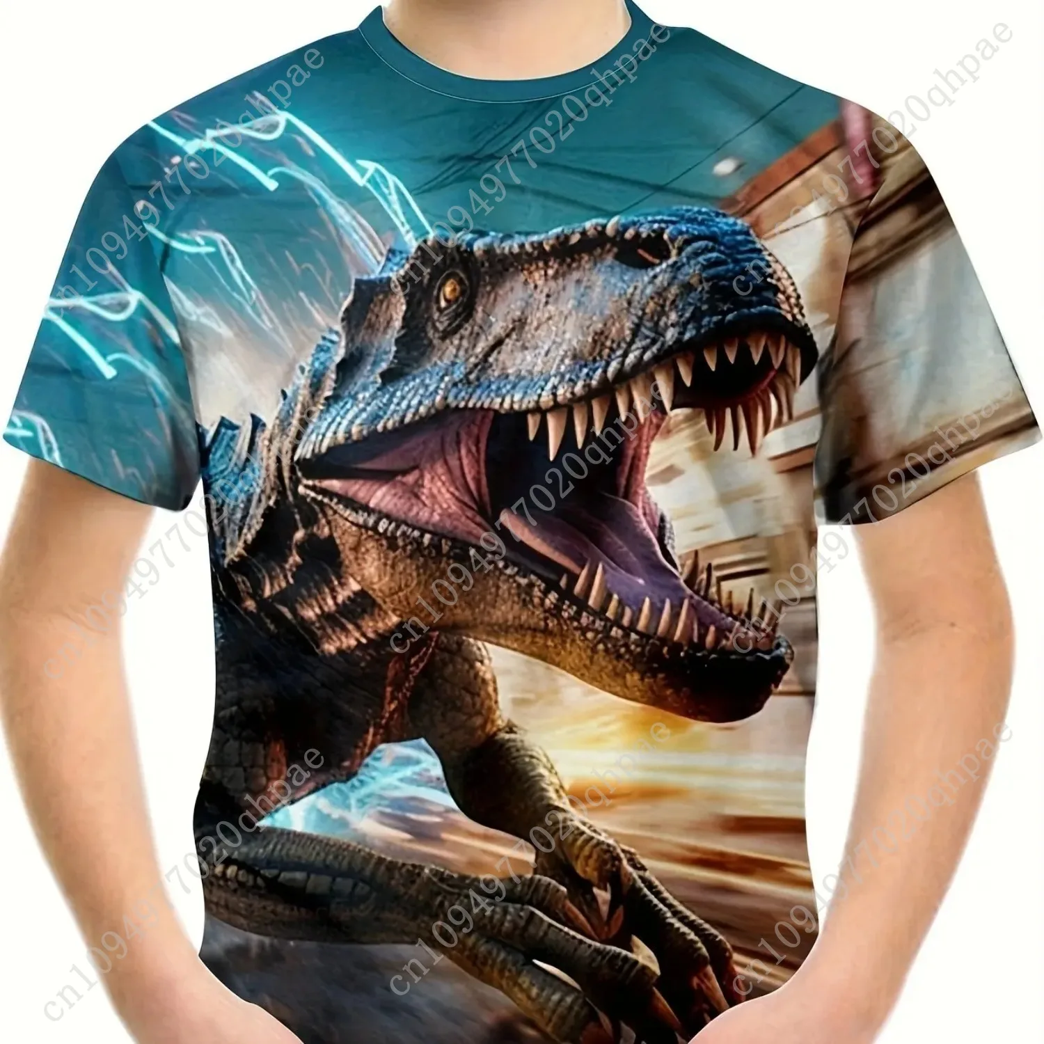 ملابس الأطفال الأولاد التي شيرت قصيرة الأكمام فتاة تي شيرت ثلاثية الأبعاد الكرتون الديناصورات عادية الجولة الرقبة تيز الاطفال ملابس الصيف بلايز