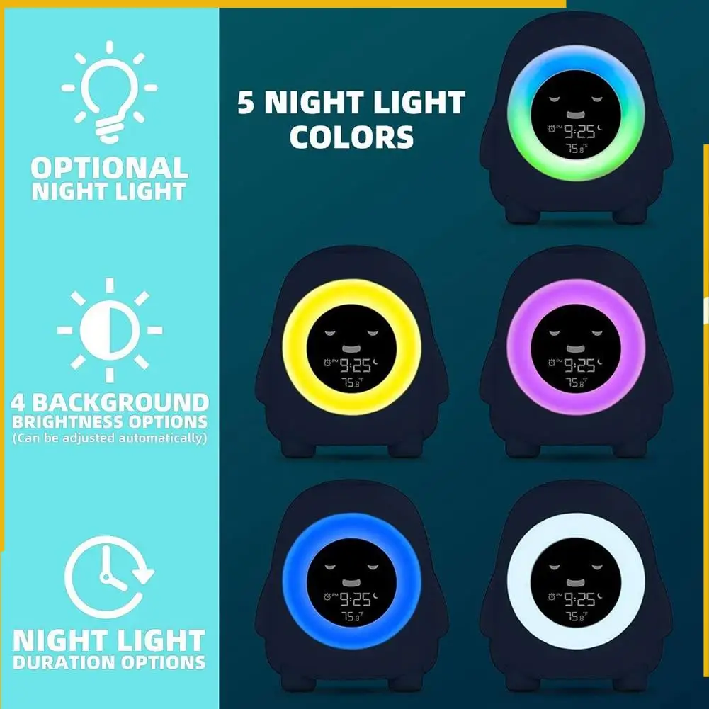 

A92P Kids Alarm Clock, Alarm Clock For Kids, Ready To Wake Up Sleep Trainer, Colorful Night Light, Nap Timer