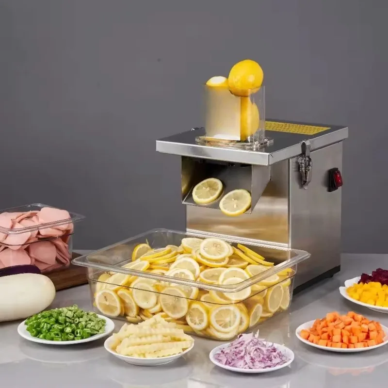 Commercial Electric Kitchen Shredding Machine Multi-functional Vegetables Fries Cutter Potato Lemon Slicer for Restaurant Use