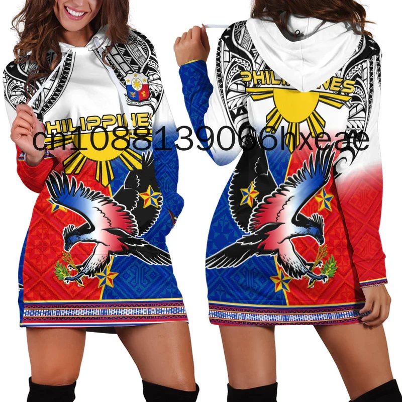 2025 Nieuwe Filipijnen Vlag Vrouwen Hoodie Jurk Aangepaste Naam Retro Harajuku 3d Gedrukt Vlag Trui Casual Sexy Vrouwen Hoodie Jurk