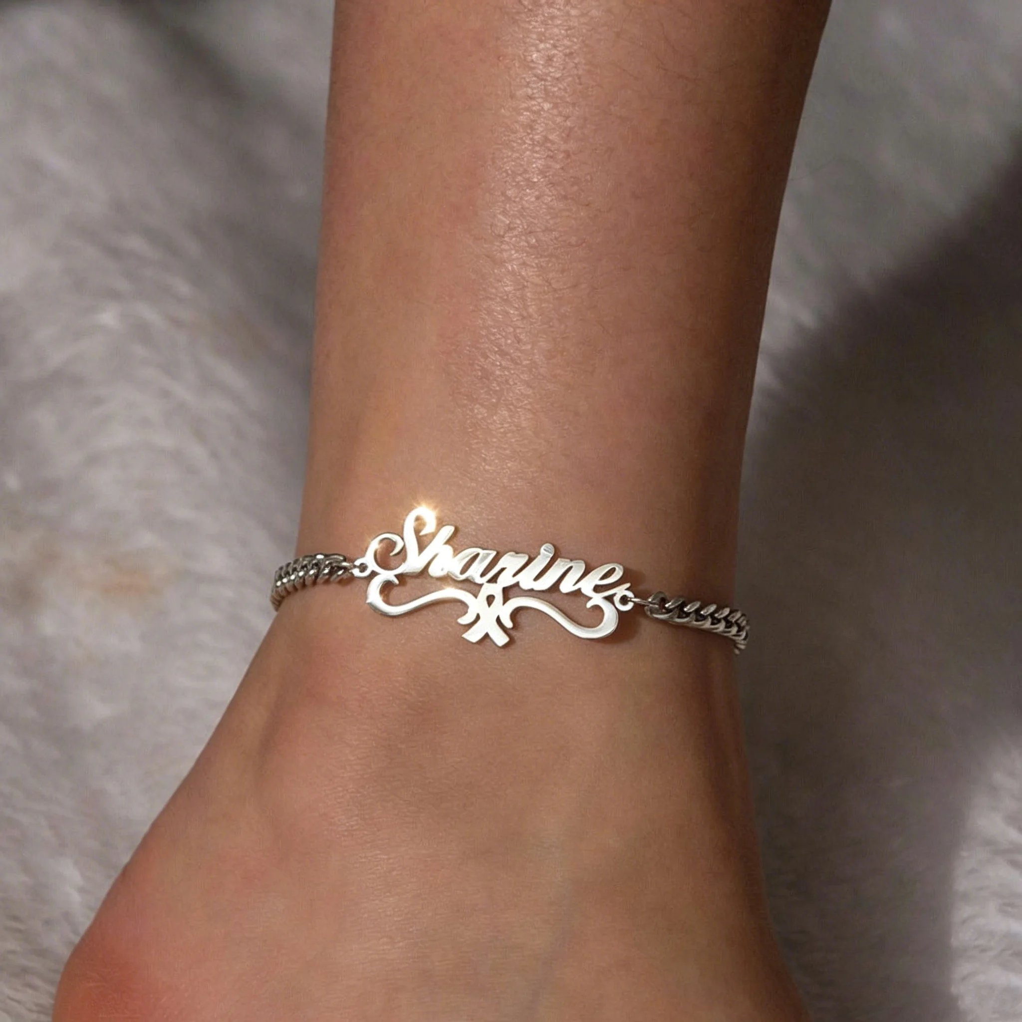 Custom Name Anklet Personalized Cuban Chain Ankle Bracelet Bespoke Nameplate Anklets For Women Men Stainless Steel Jewelry