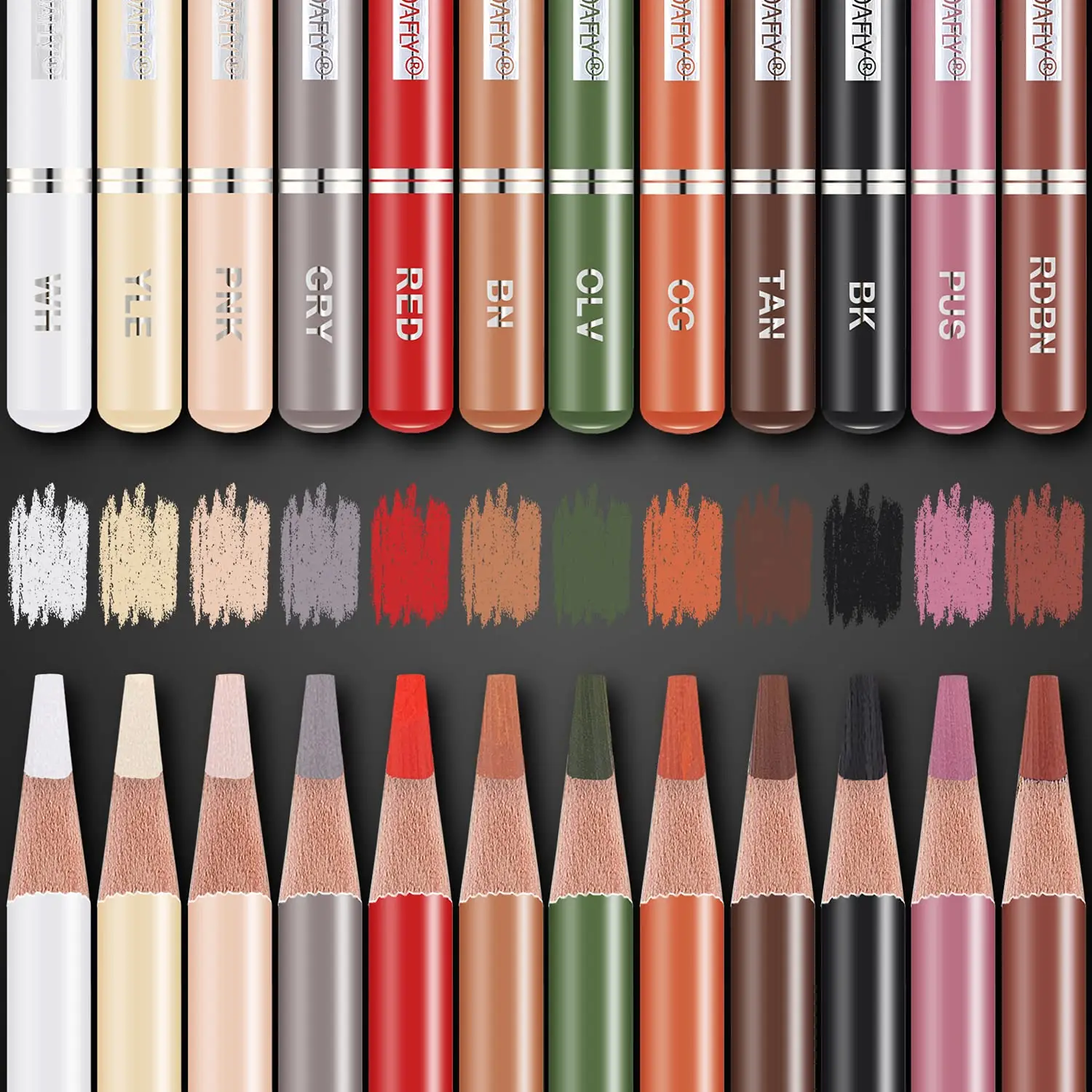 24 Colors Professional Colored Charcoal Pencils Drawing Set Skin Tone Colored Pencils Pastel Chalk Pencils for Sketching