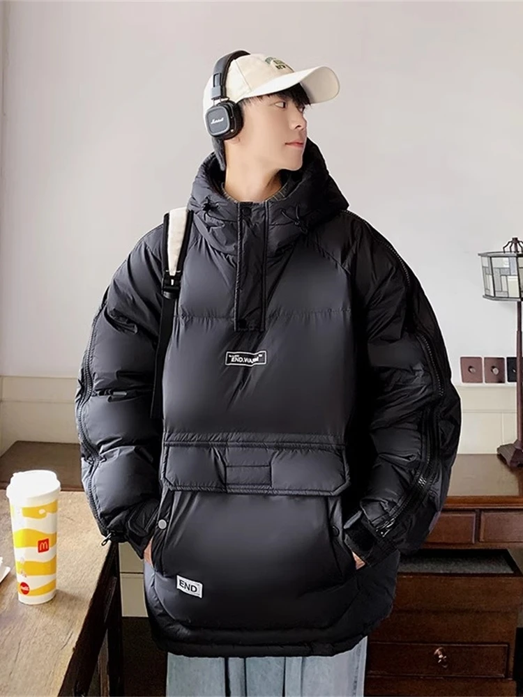 

Мужская зимняя теплая куртка-пуховик с капюшоном, утепленная, для защиты от холода, белая, из натурального пуха, для пар, зимняя одежда