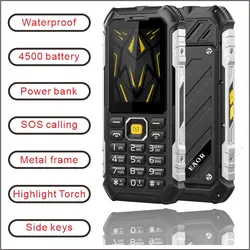 EAOR 2G Feature Keypad Phone IP68 Waterproof 4500mAh Power Bank High brightnessTorch Volume side key SOS One Click Dialing