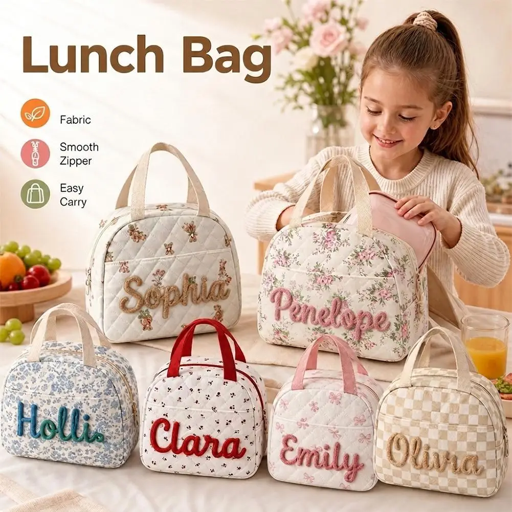 Personalized Custom Name Insulated Lunch Bag Lunch Box Storage Handbag For Kindergarten Kid School Cooler Bag Picnic Food Pouch