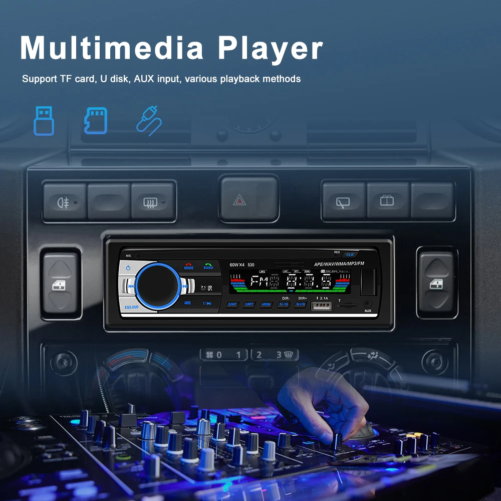 Podofo JSD-520 1 din gravador de rádio do carro 5301 bluetooth mp3 player fm receptor de áudio estéreo música usb/sd na entrada dash aux