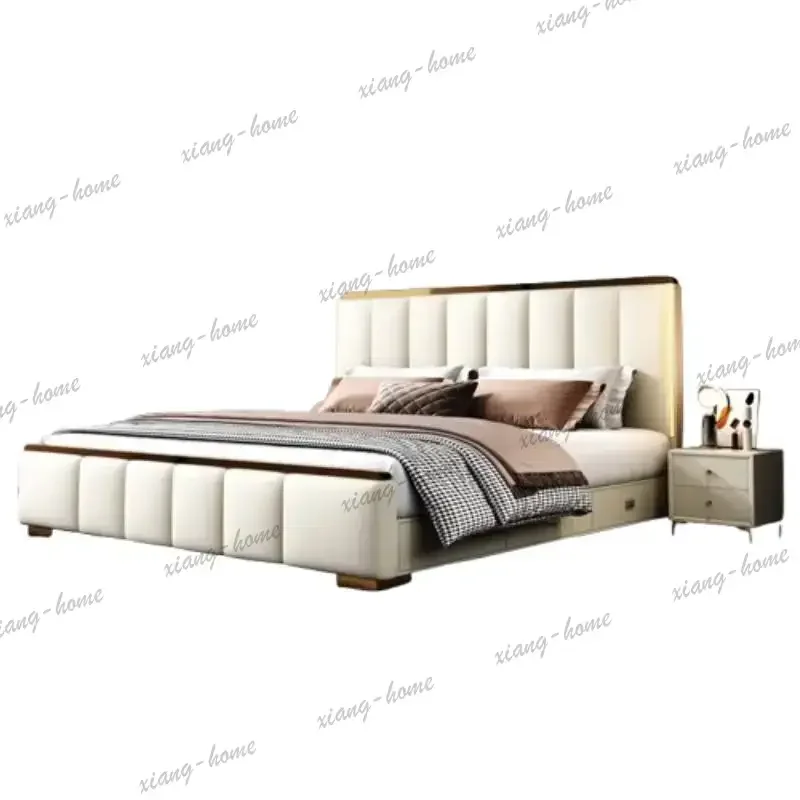 PG Couples Accessories Double Bed Mattresses Barrier Wooden King Double Bed Loft Luxury Letto Matrimoniale Furniture