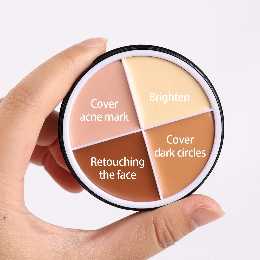 4-farbe Concealer Foundation Creme Wasserdicht Langlebige Abdeckung Tiefe Teint Akne Poren Creme Schattierung Highlighter Gesicht Make-Up