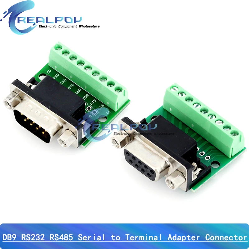 DB9 Male Female Adapter Signals Terminal Module RS232 RS485 Serial To Terminal 9-Pin 9-Hole Connector