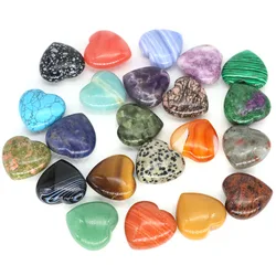 30mm Love Heart Shape Crystal Chakra Healing Stones Natural Quartz Gemstones Pendant Home Handmade DIY Jewelry Accessories Gifts