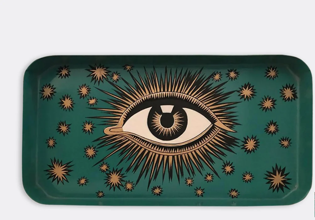 

'Eye' iron tray, green Les-Ottomans