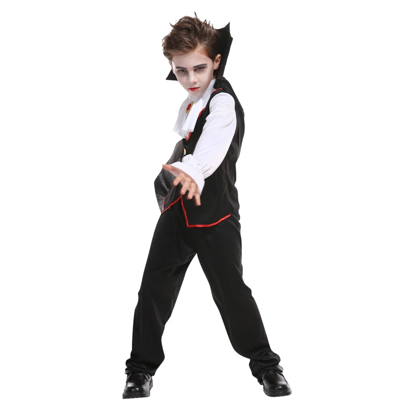 Kids Child Scary Gothic Boys Vampire Dracula Costumes Halloween  Carnival Role Play Horrible Party Dress Up