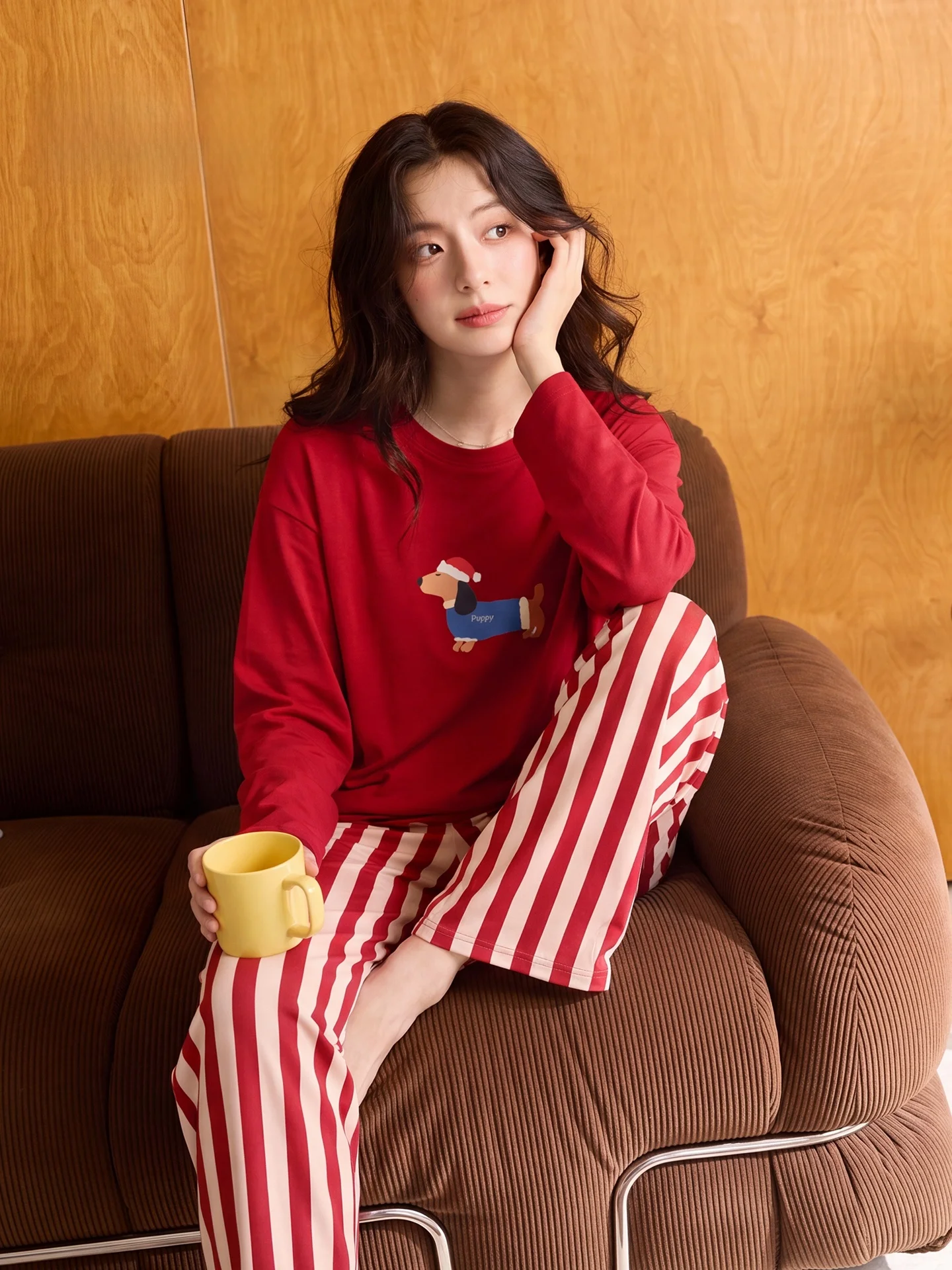 pigiama-in-puro-cotone-da-donna-maniche-lunghe-e-pantaloni-lunghi-rosso-portafortuna-set-di-abbigliamento-per-la-casa-adatto-anche-per-l'uso-all'aperto-comodo