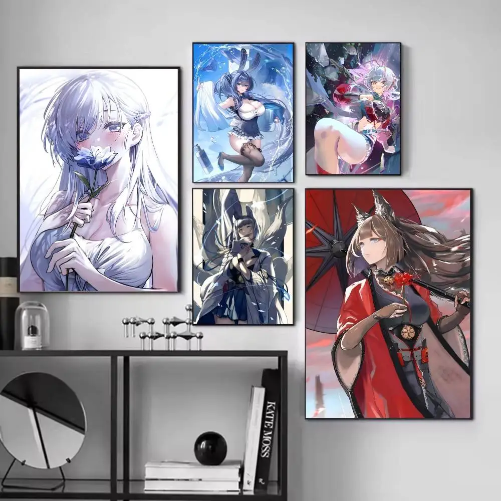 Anime Game Azur Lane Manga Posters Fancy Wall Sticker for Living Room Bar Decoration Wall Decor