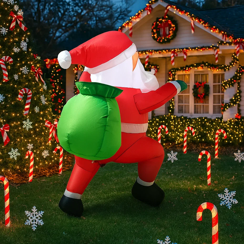 1M/3.2FT Inflatable Santa Claus Climbing Wall LED Lights Home Decorations Toys Yard Xmas Decor Supplies Holiday Outdoor Decora