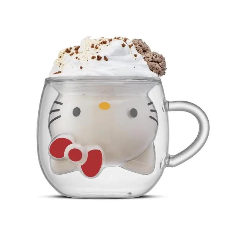 

Sanrio Girl стеклянная чашка для воды с героями мультфильмов «Hello Kitty», модная, устойчивая к высоким температурам, милая, креативная, хит продаж, элитные подарки