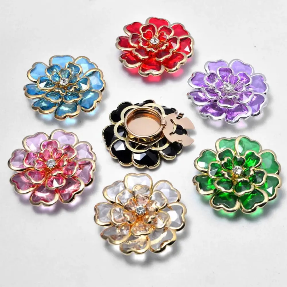 1pc Transparent Rhinestones Floral Cufflink DIY Brooch Buckle Rhinestone-embellished Shirt Buttons Clothing Accessories