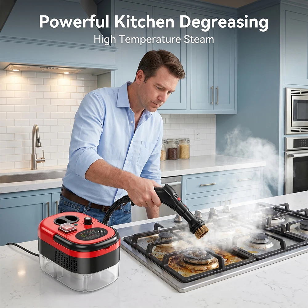 Portable High Temperature Steam Cleaner Multi-purpose Handheld Steam Cleaning Machine 3 Gear Adjustable Steam Washer for Car Interior Kitchen Bathroom Window Sofa with Multiple Attachments