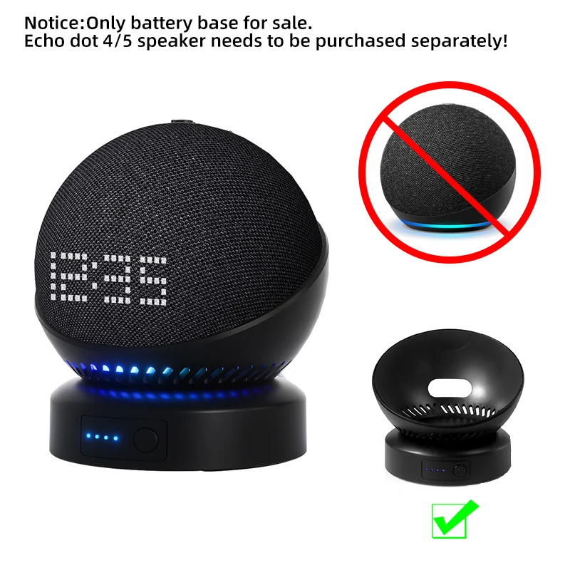 Echo Dot 5th Battery Base Portable Wireless Rechargable Battery Base Compatible with Echo dot 4th/5th Alexa Speaker