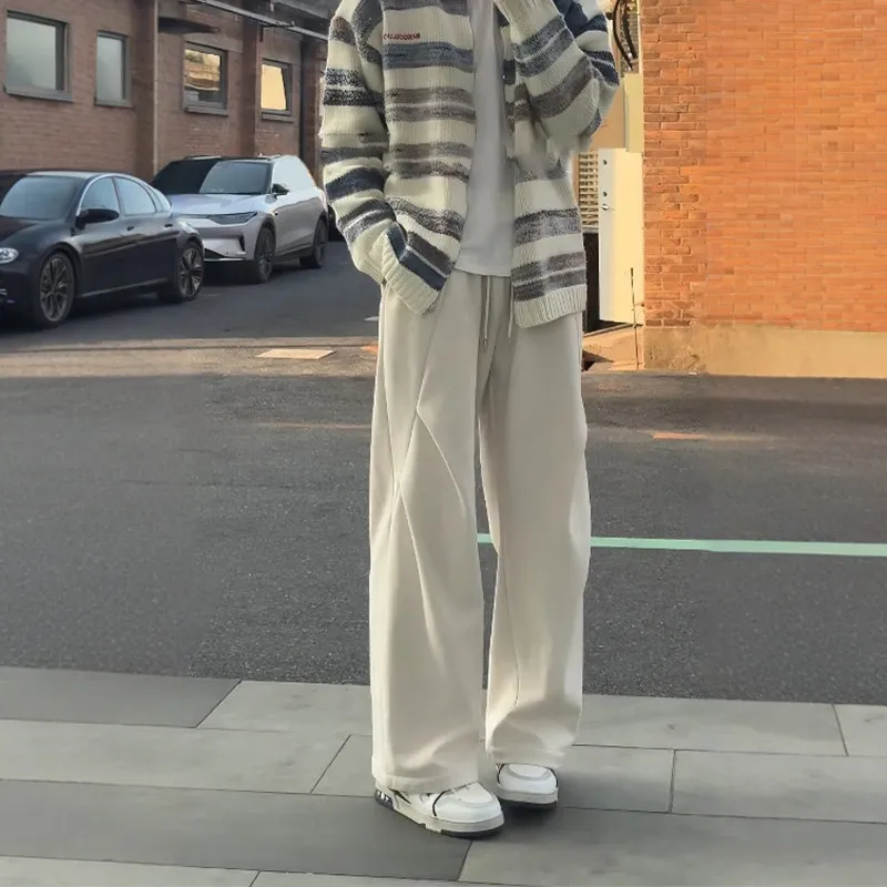 

Светло-бежевые вельветовые повседневные брюки унисекс в американском стиле парашютиста, модные брендовые плиссированные спортивные штаны свободного кроя, прямые брюки для отдыха