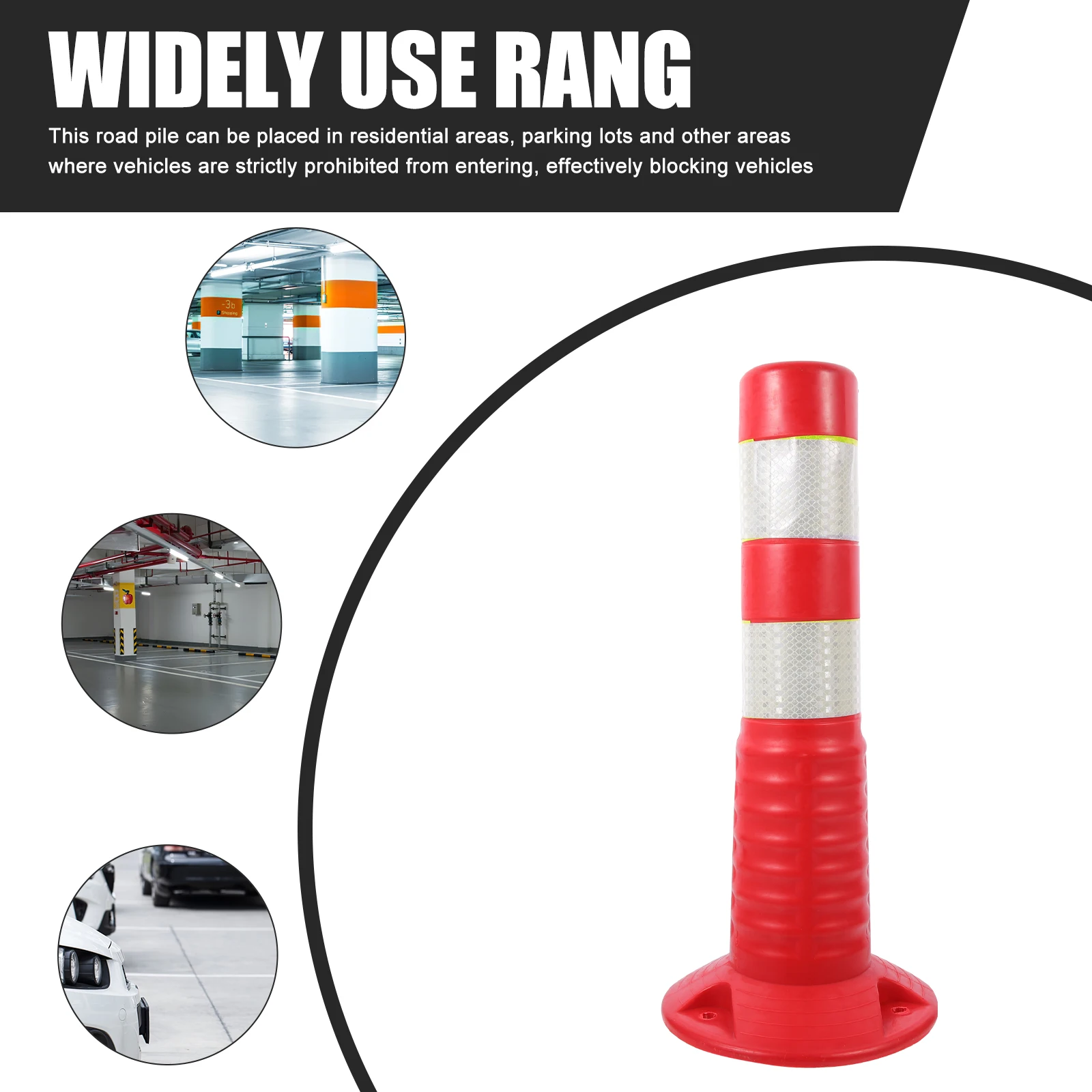 450MM White Crash Column Traffic Warning Pile Reflective Road Barricade Plastic Isolation Pile Adjustable Position