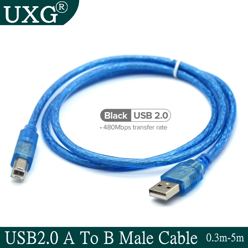USB 2.0 typu A męski na B męski kabel do drukarki przewód krótki kabel do Printer HUB USB na dysku twardym wkład 25 cm 1.8 m 6ft 3 m 5 m 15ft