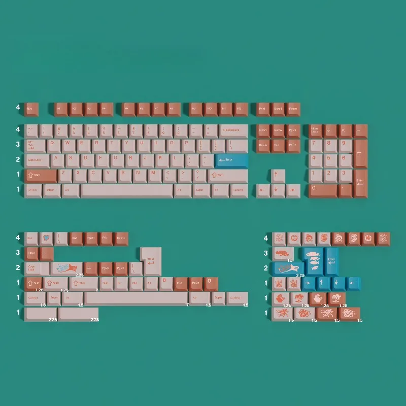 

Набор кастомизированных PBT-кейкапов с тематикой Великого рифового резервуара, сублимационная печать, профиль Cherry, для механических клавиатур