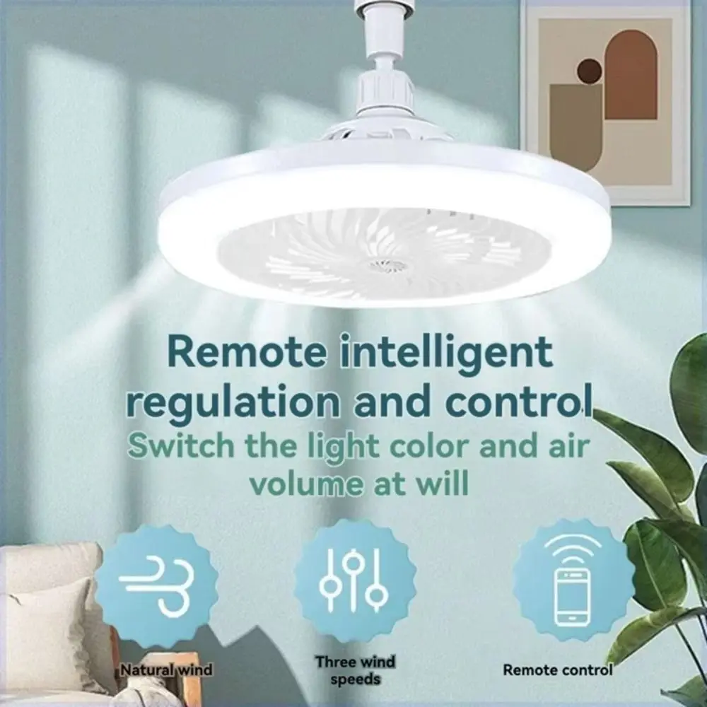 

E27 Screw Ceiling Fan Light 2-in-1 Silent Ceiling Fan Lamp 3 Light Mode Three-speed Mode Creative Lighting Fan