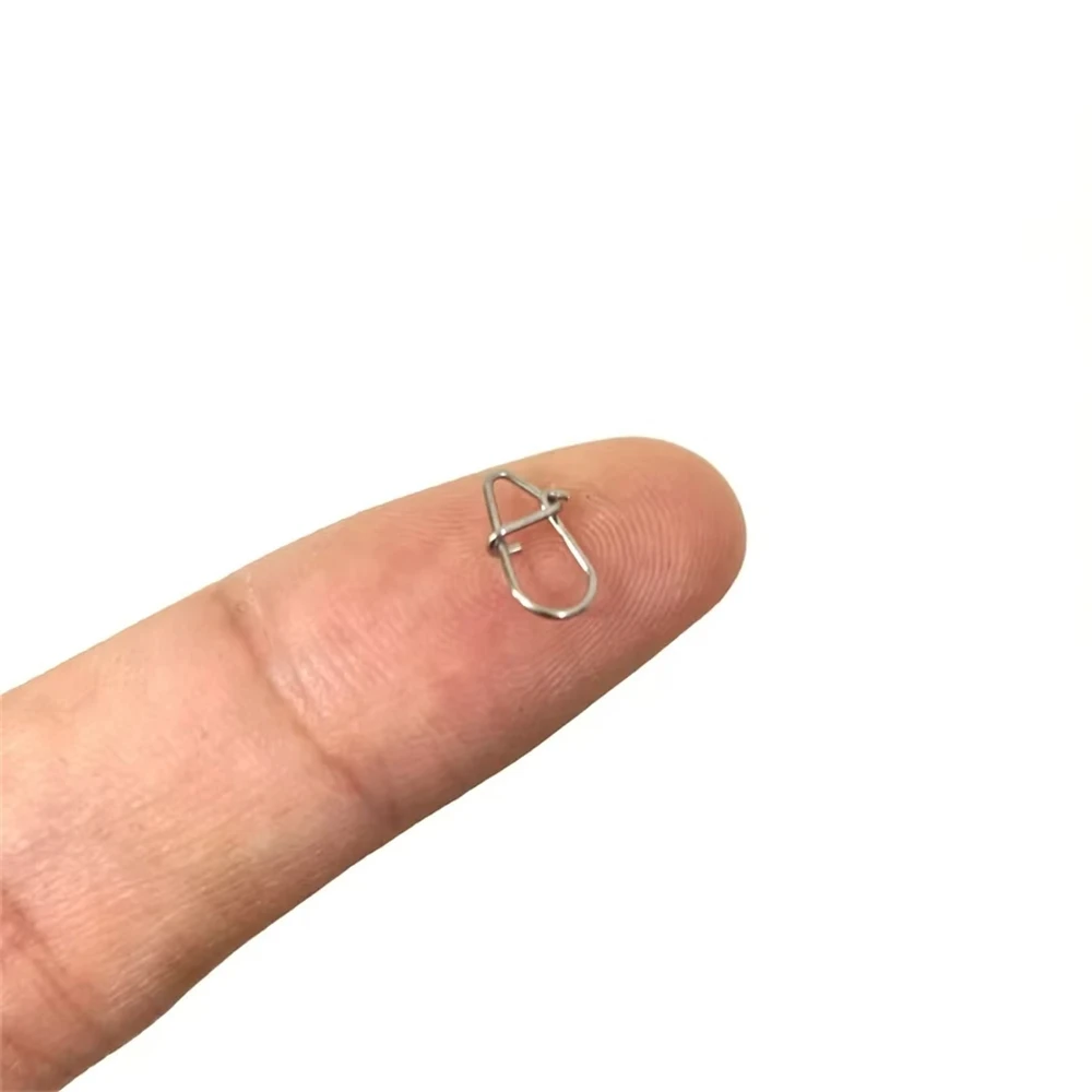 100 Uds. De calabaza de acero inoxidable, Clip de seguridad rápido, Pin de bloqueo, fuerte tirón, anzuelo, conector de señuelo, accesorios de Pesca - imagen 3
