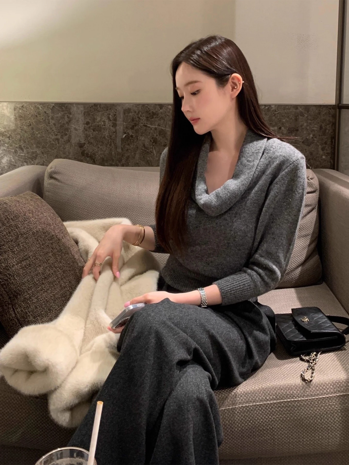 

Ele Loose Knitted Sweater Women's Base Layer Turtlene Pullover Color Fall Winter Faion Commute Sle Korean Ver...