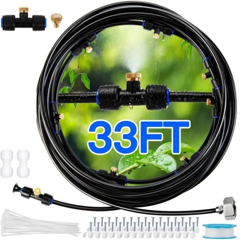 IALJ-Patio Sprayering Kit Outdoor 1Set With Water Filter, Garden Low-Pressure Atomizing Cool System Hose, EU Plug