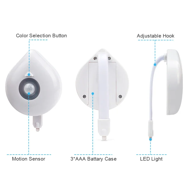 Lampe de cuvette de toilette à LED pour enfants, rétroéclairage, détecteur de mouvement, veilleuse, capteur de WC, lumière HOLamp, 8 couleurs