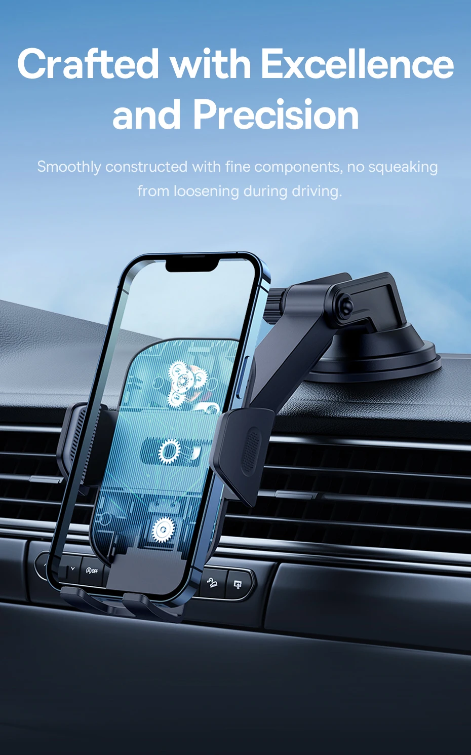 Baseus Autotelefonhalter mit Saugnapf, 360-Grad-Universal-Smartphone-Klemmständer, GPS-Halterung, Unterstützung für iPhone, Samsung, Huawei – Detail 7