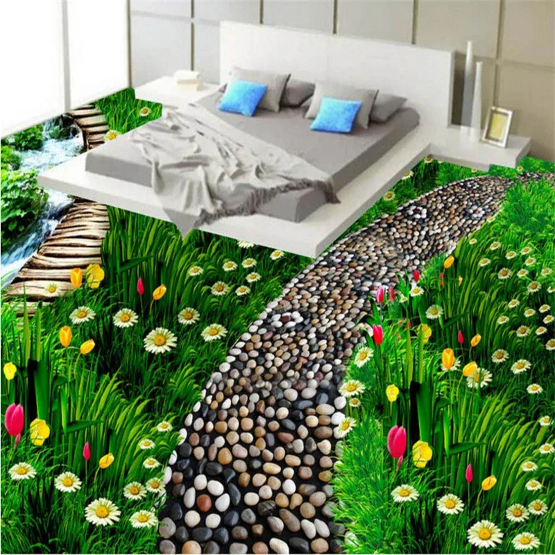 

Custom Any Size flooring Tile Sticker Self Adhesive Wallpaper for Bathroom Wall Floor Lawn Plant Affixed Decorative Wall Decal