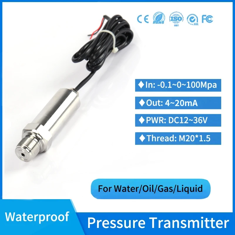 4-20ma 0.2%fs High Accuracy Waterproof IP68 Pressure Sensor Piezo Truck Generator Oil Pressure Measuring Instrument Transmitter