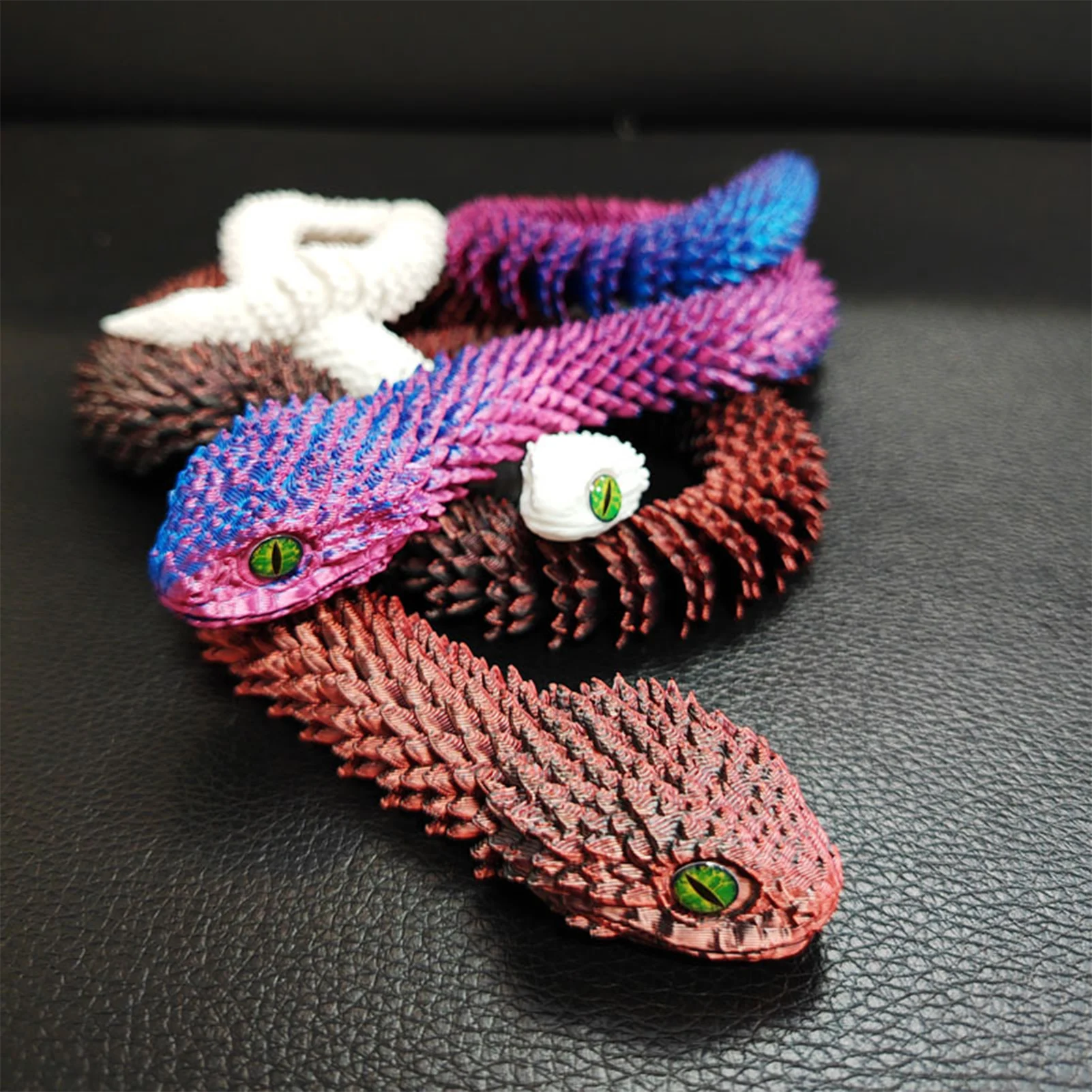 45cm 3D Printed Snake Toys Magic Colorful Animals Figurine Flexible Viper Rotatable Joints Snake Ornament New Year Gift for Kids