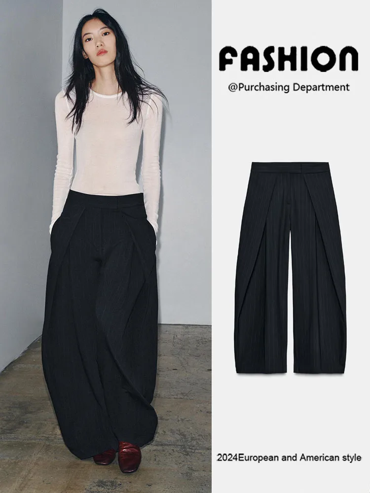 

Женские модные свободные брюки, осеннее новое поступление, универсальные плиссированные длинные брюки со средней талией, этническая сценическая одежда